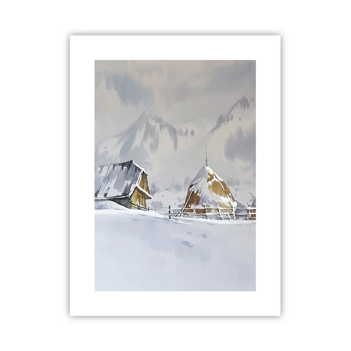 Affiche - Poster - Dans une vallée enneigée - 30x40 cm