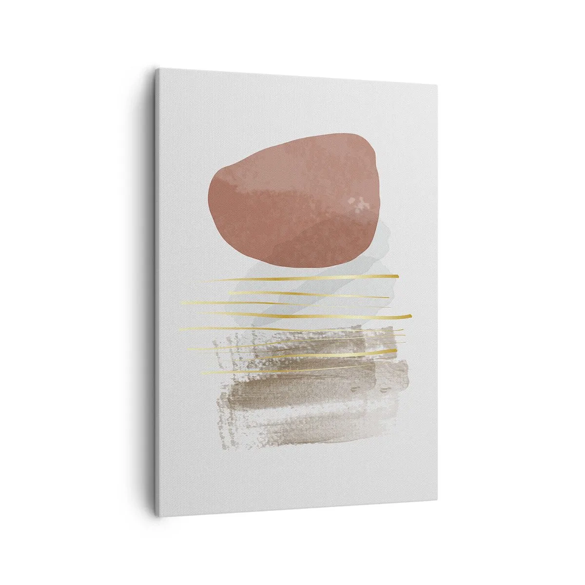 Impression sur toile - Image sur toile - Composition abstraite dans les tons beige et or - 50x70cm - Colonnade abstraite - Décoration murale moderne pour le salon et la chambre ARTTOR