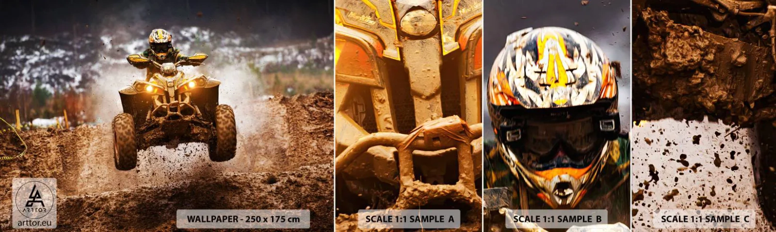 Échantillon de Papier Peint Autocollant Deluxe Sticker - No risk no fun - sport, Quad, Course - 100x30 cm