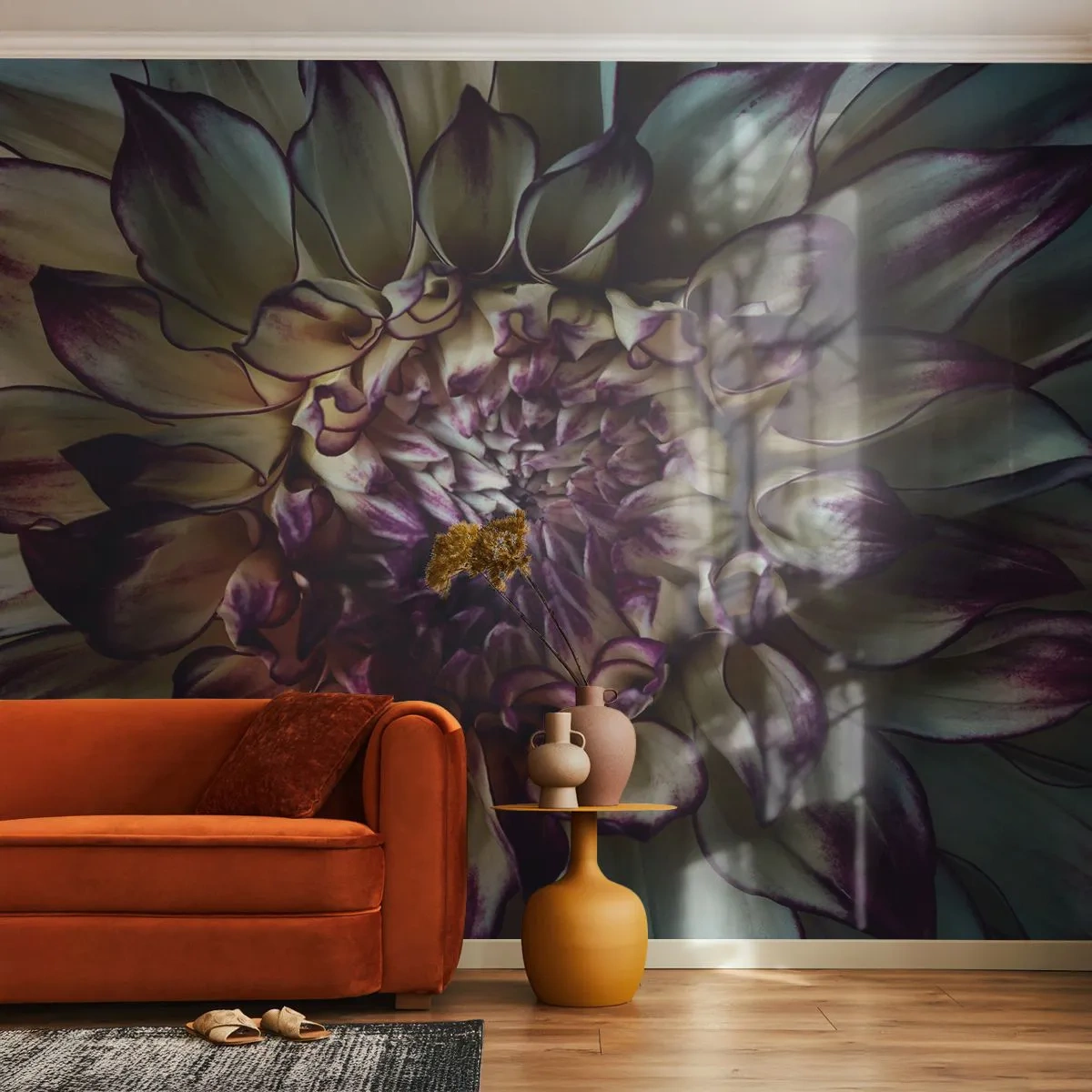 Papier Peint Autocollant Deluxe Sticker - L'apogée de la jeunesse - Fleurs, Dahlia, Fleur épanouie - 100x70 cm