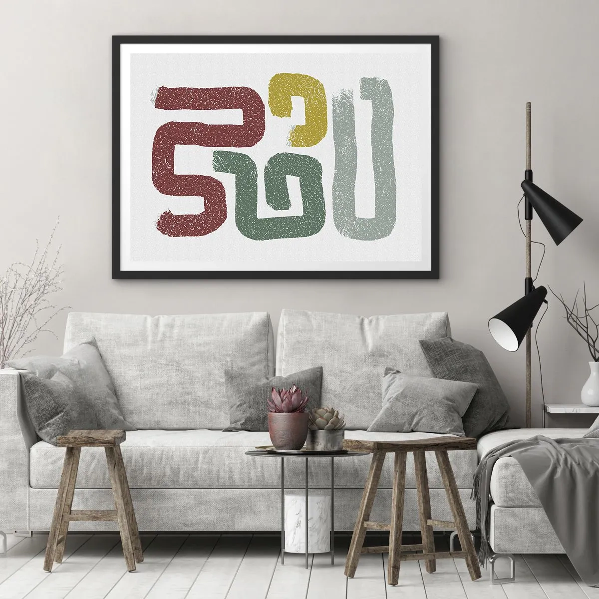 Affiche dans un cadre noir - Poster - Motifs géométriques colorés dans un style abstrait - 100x70cm - Dans une langue inconnue - Décoration murale moderne pour le salon et la chambre ARTTOR