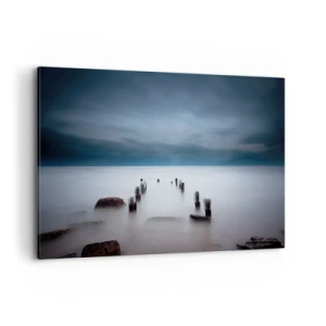 Impression sur toile - Image sur toile - La vieille jetée sur fond de mer calme - 100x70cm - Lac pensif - Décoration murale moderne pour le salon et la chambre ARTTOR