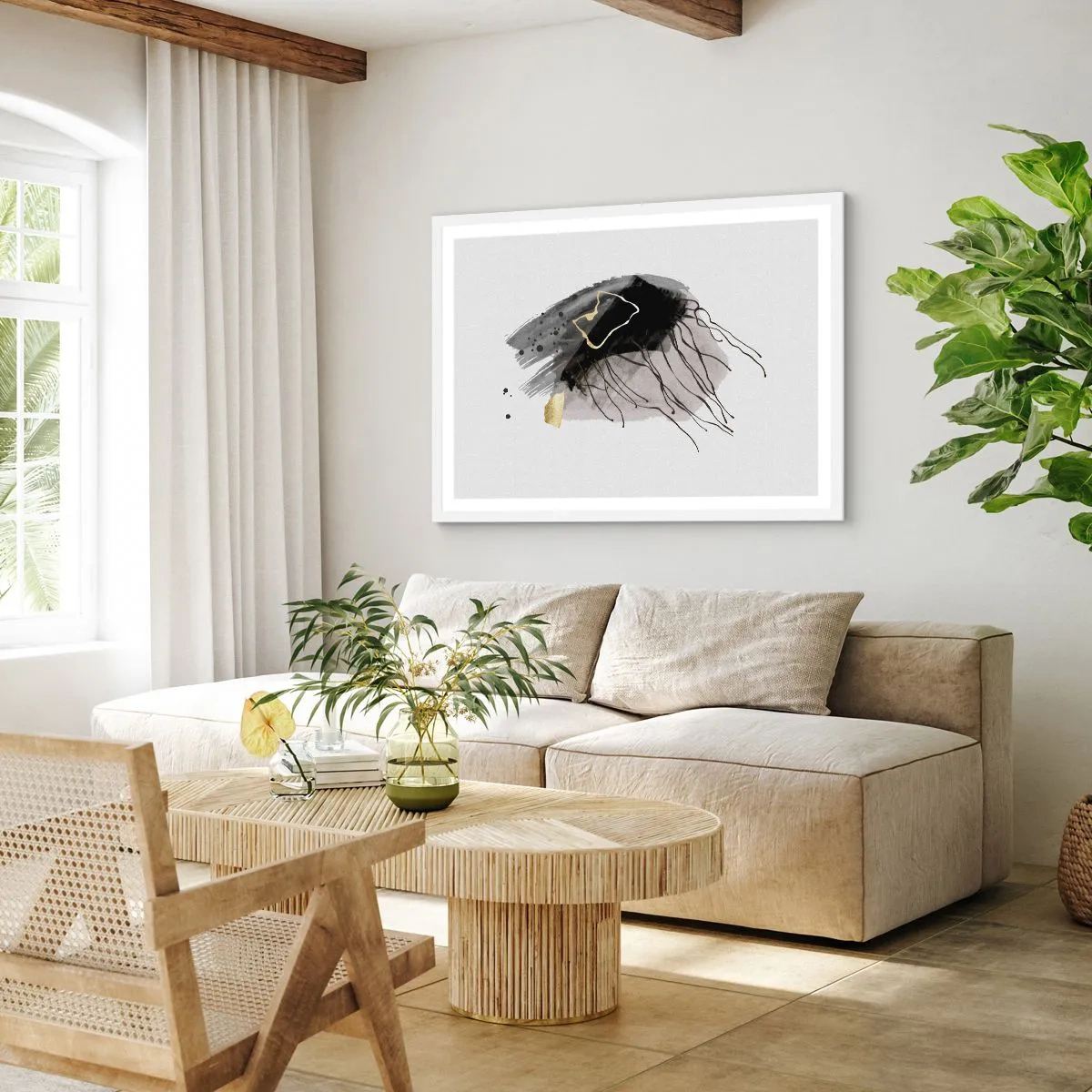 Affiche dans un cadre blanc - Poster - En noir et en or - 50x40 cm