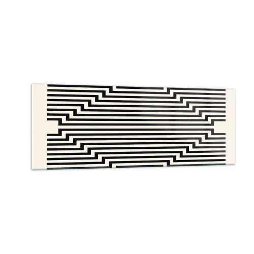 Impression sur verre - Image sur verre - Lignes noires et blanches créant un effet d'illusion géométrique - 140x50cm - Illusion géométrique - Décoration murale moderne pour le salon et la chambre ARTTOR