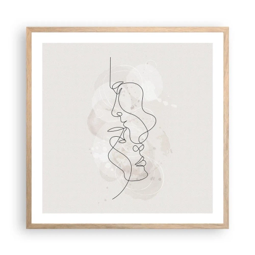 Affiche dans un chêne clair - Poster - Emmêlé dans une étreinte - 60x60 cm