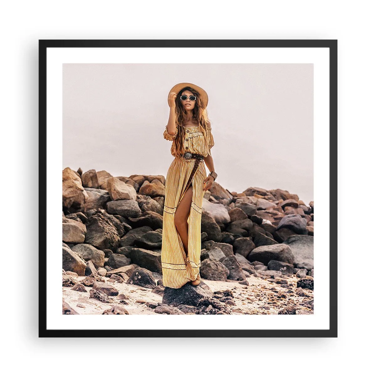 Affiche dans un cadre noir - Poster - La magie des pierres - 60x60 cm