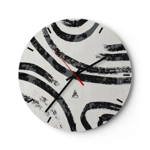 Horloge murale - Pendule murale - Arcs noirs et gris sur fond clair dans un style minimaliste - 30x30cm - À moitié arrêté - Décoration murale moderne pour le salon, la cuisine et la chambre ARTTOR