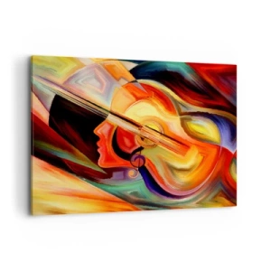 Impression sur toile - Image sur toile - Abstraction colorée inspirée de la musique et de la guitare - 100x70cm - Tout va bien - Décoration murale moderne pour le salon et la chambre ARTTOR