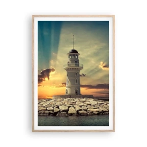 Affiche dans un chêne clair - Poster - Lumière - Bonté - Beauté - 70x100 cm