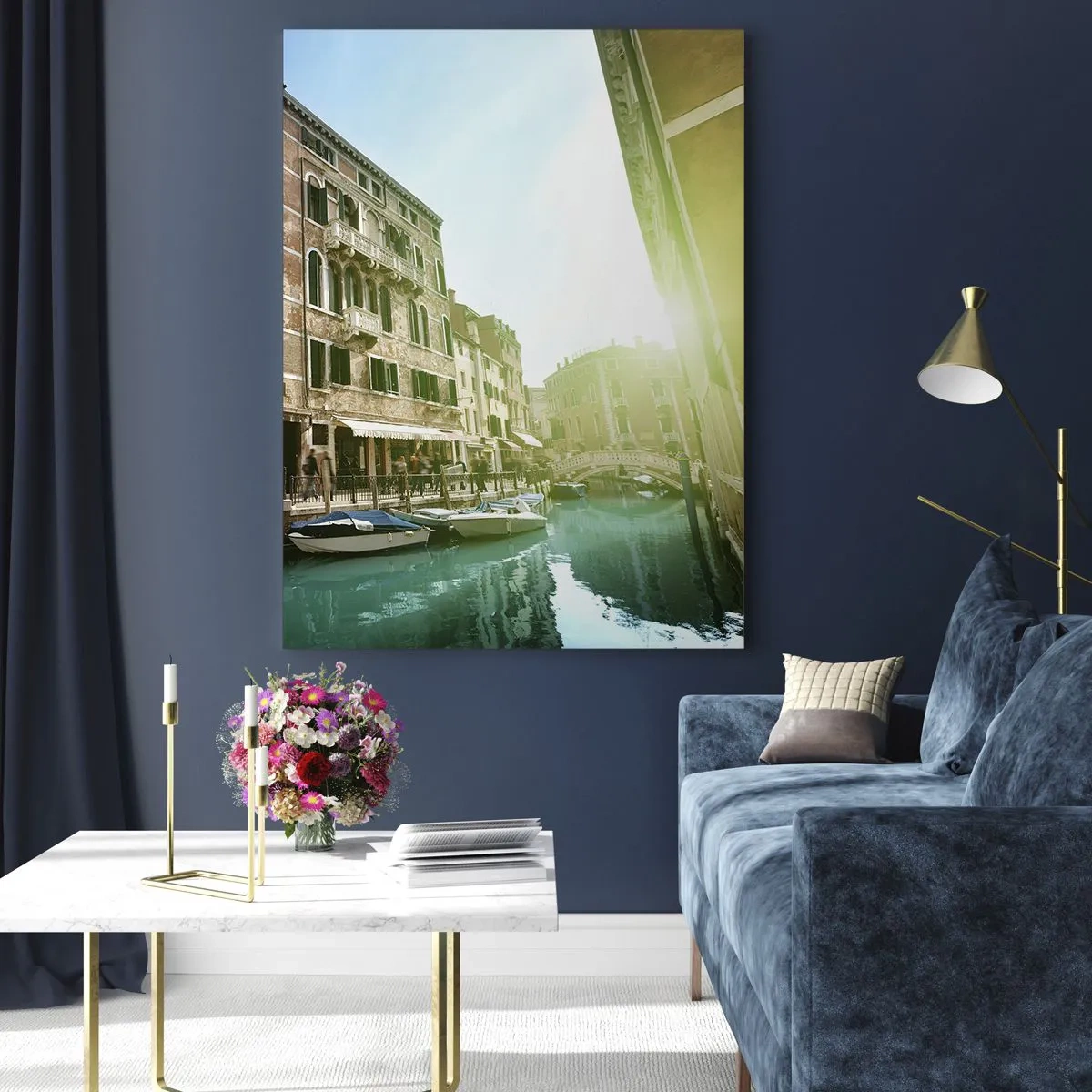 Impression sur verre - Image sur verre - Pont et canal de Venise avec une architecture historique - 70x100cm - Venise - Amore Moi - Décoration murale moderne pour le salon et la chambre ARTTOR