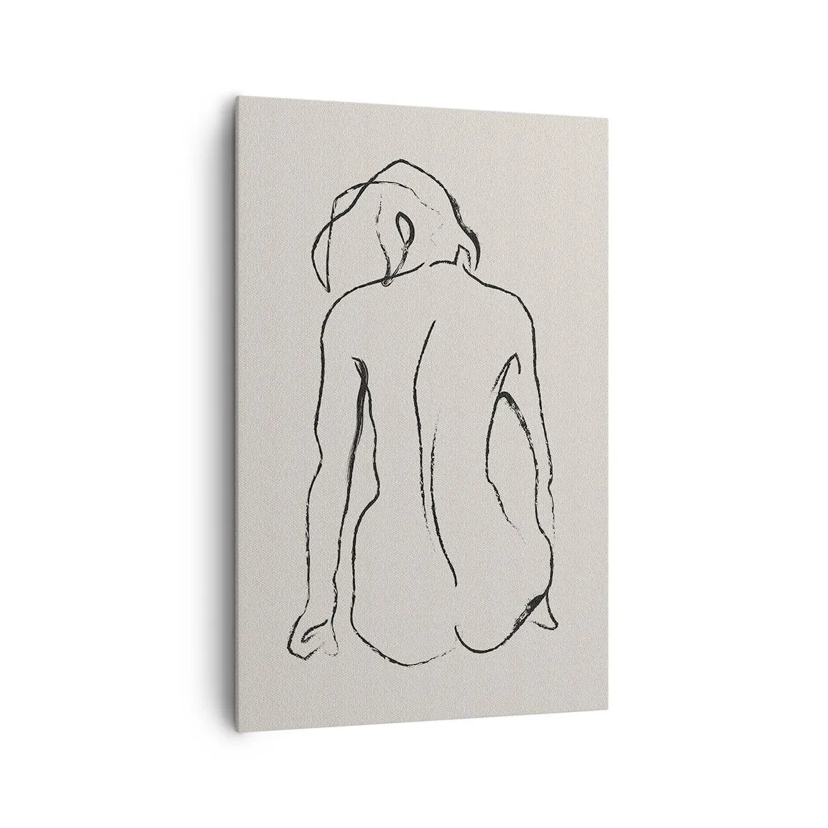 Impression sur toile - Image sur toile - Un croquis subtil de la silhouette d'une fille de dos - 80x120cm - Femme nue - Décoration murale moderne pour le salon et la chambre ARTTOR