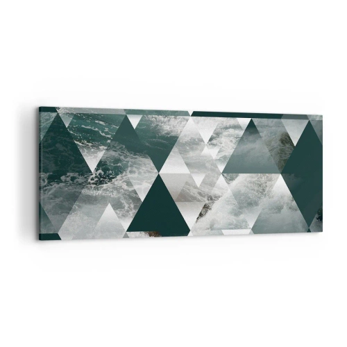 Impression sur toile - Image sur toile - Motif géométrique avec un motif de vagues dans des tons de vert - 120x50cm - Point de vue de cristal - Décoration murale moderne pour le salon et la chambre ARTTOR