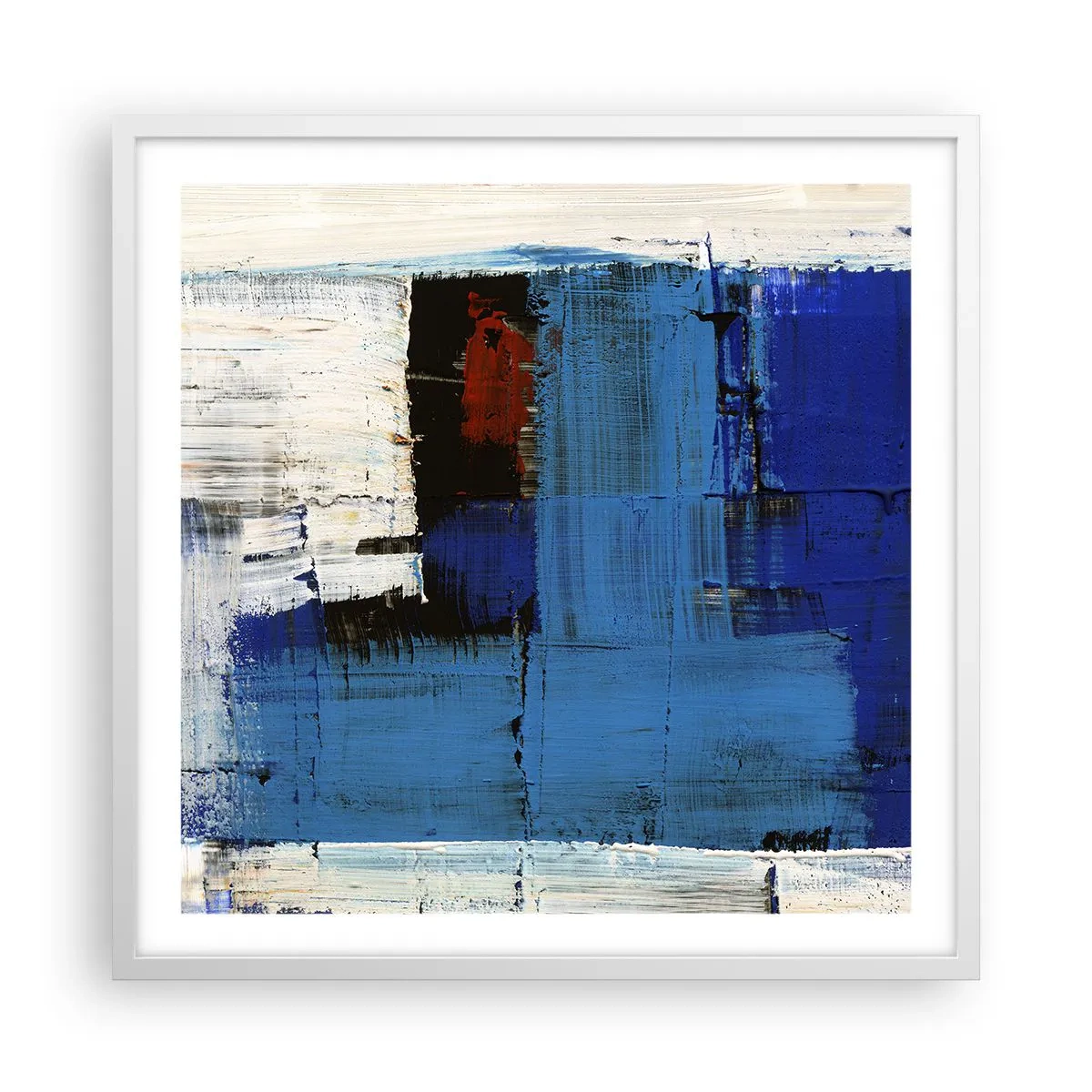 Affiche dans un cadre blanc - Poster - Secret de bleu - 60x60 cm