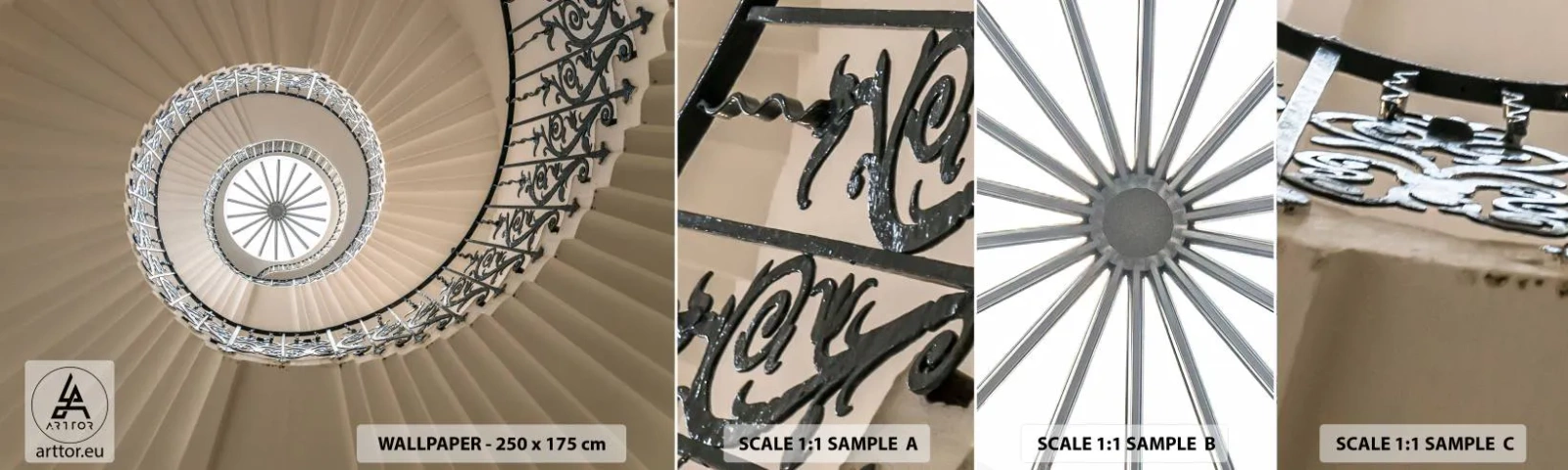 Échantillon De Papier Peint Standard Eco - À l'intérieur de la coquille - Escaliers, Bouclé, Ornement - 100x30 cm