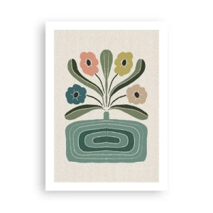 Affiche - Poster - Fleurs stylisées dans une composition graphique - 50x70cm - Bouquet symétrique - Décoration murale moderne pour le salon et la chambre ARTTOR