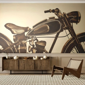 Papier Peint Photo Premium Sand - Nostalgie du classique - Moto, Ancien, Automobile - 350x256 cm