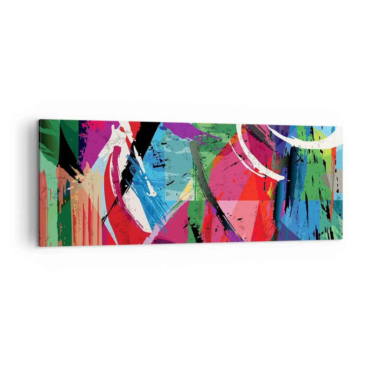 Impression sur toile - Image sur toile - Abstraction colorée avec des coups de pinceau dynamiques - 140x50cm - Rapide, vif et bondissant - Décoration murale moderne pour le salon et la chambre ARTTOR