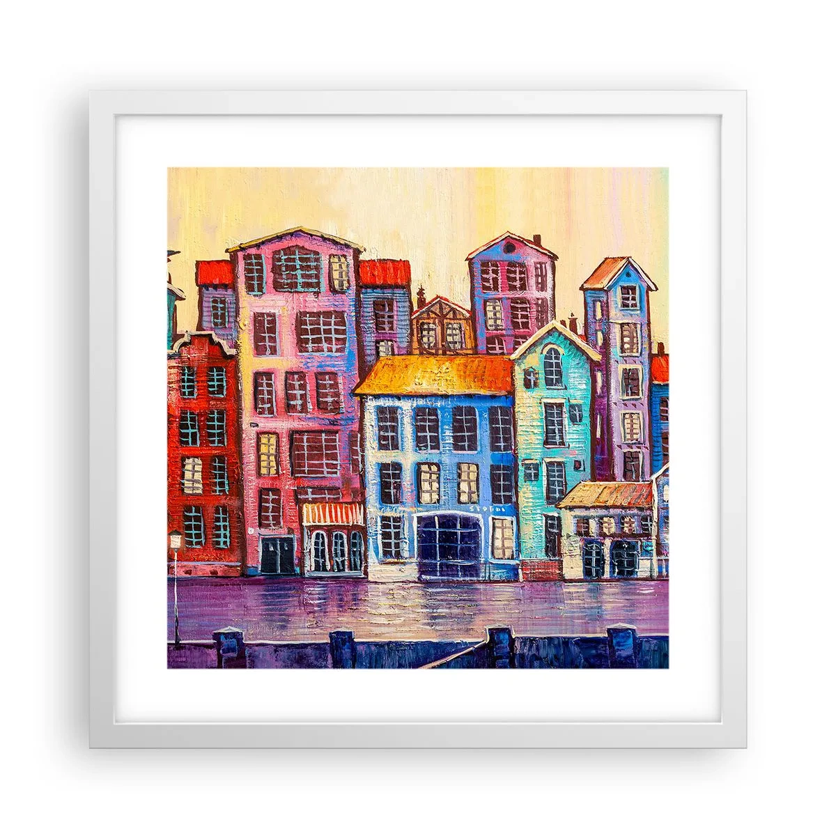 Affiche dans un cadre blanc - Poster - Une ville comme dans un conte de fées - 40x40 cm
