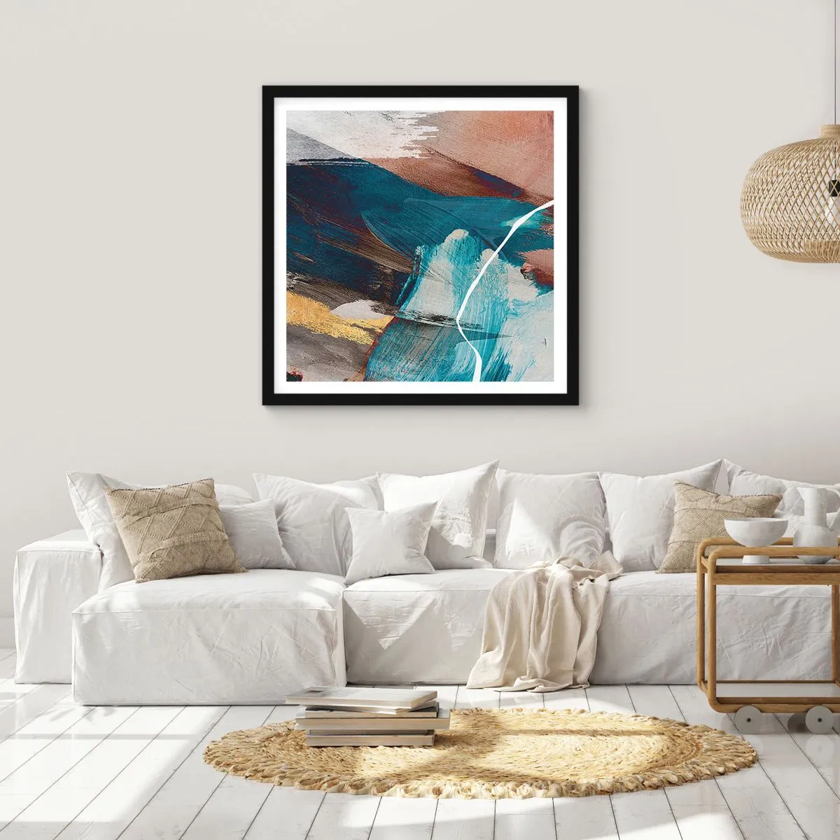 Affiche dans un cadre noir - Poster - Avec panache et énergie - 60x60 cm