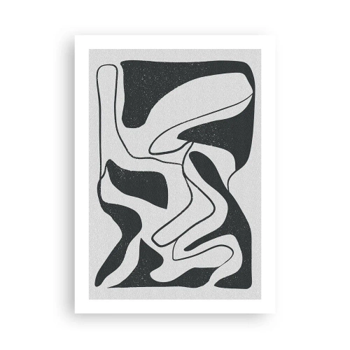 Affiche - Poster - Abstraction en noir et blanc avec des formes organiques - 50x70cm - Amusement de labyrinthe abstrait - Décoration murale moderne pour le salon et la chambre ARTTOR
