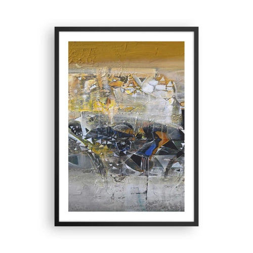 Affiche dans un cadre noir - Poster - Une composition abstraite dans des tons d'or et de gris. - 50x70cm - Tout se met en place - Décoration murale moderne pour le salon et la chambre ARTTOR