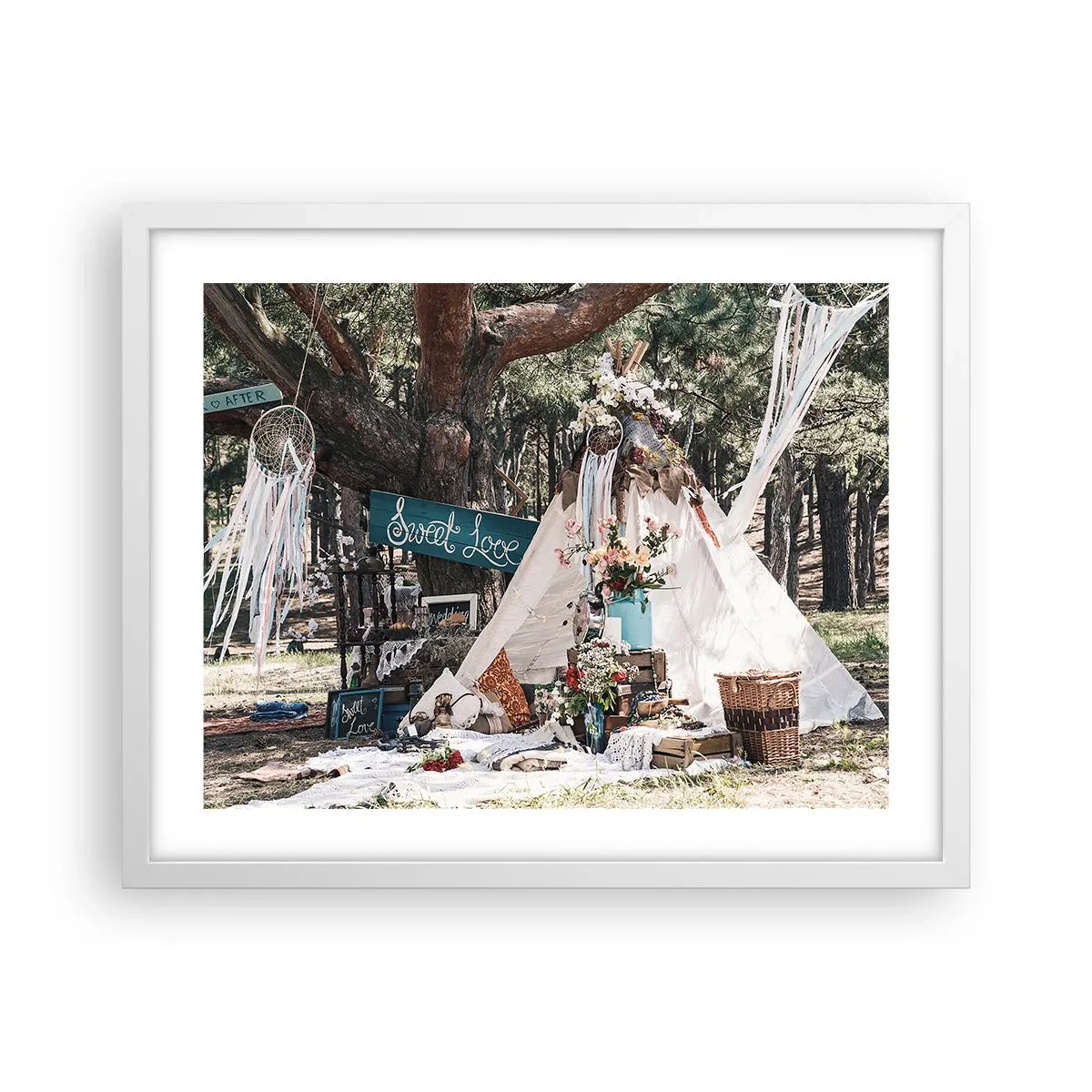 Affiche dans un cadre blanc - Poster - Make love… - 50x40 cm