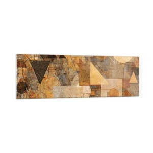 Impression sur verre - Image sur verre - Figures géométriques abstraites aux tons chauds - 160x50cm - Étude cubique de marron - Décoration murale moderne pour le salon et la chambre ARTTOR