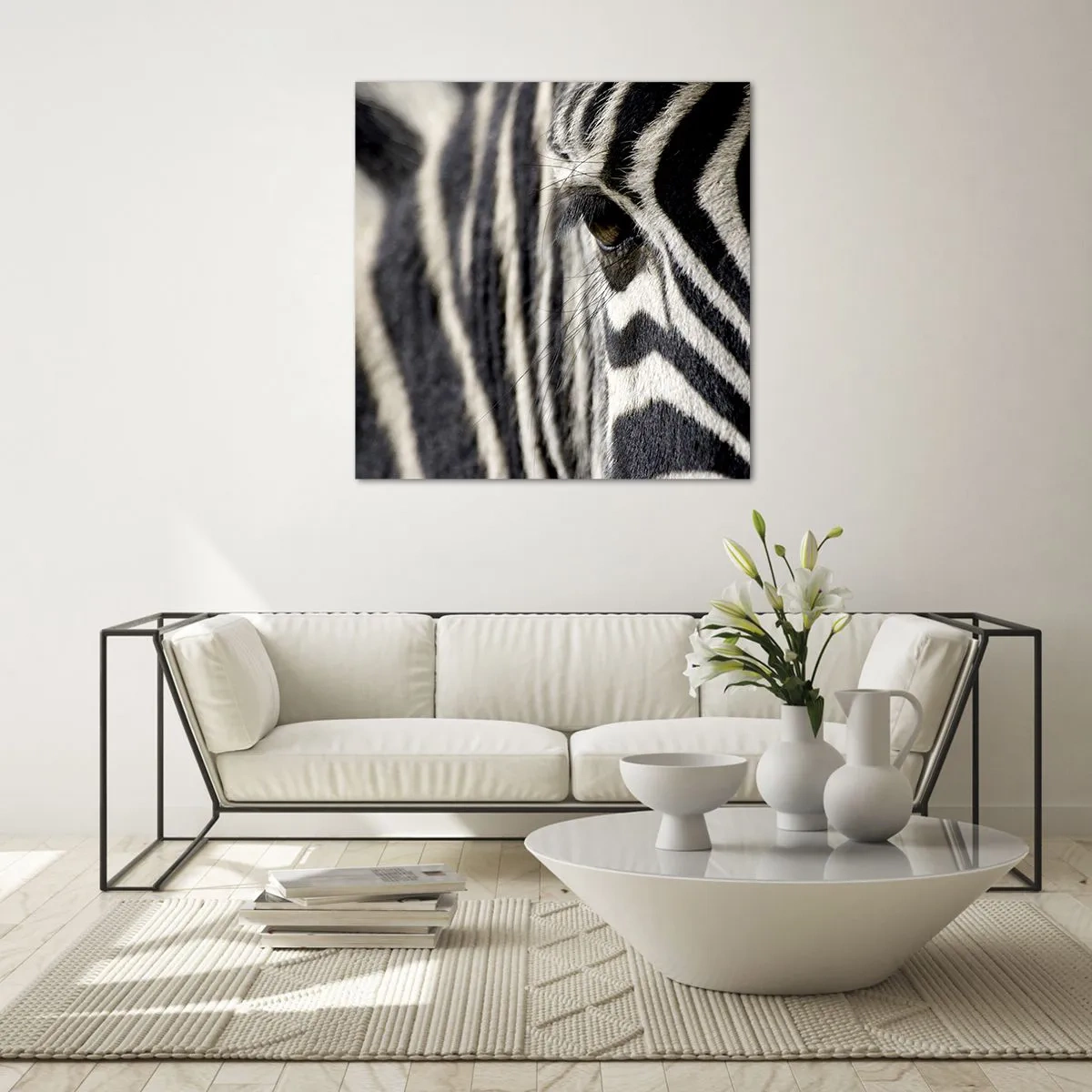 Impression sur verre - Image sur verre - Portrait en rayure - 50x50 cm