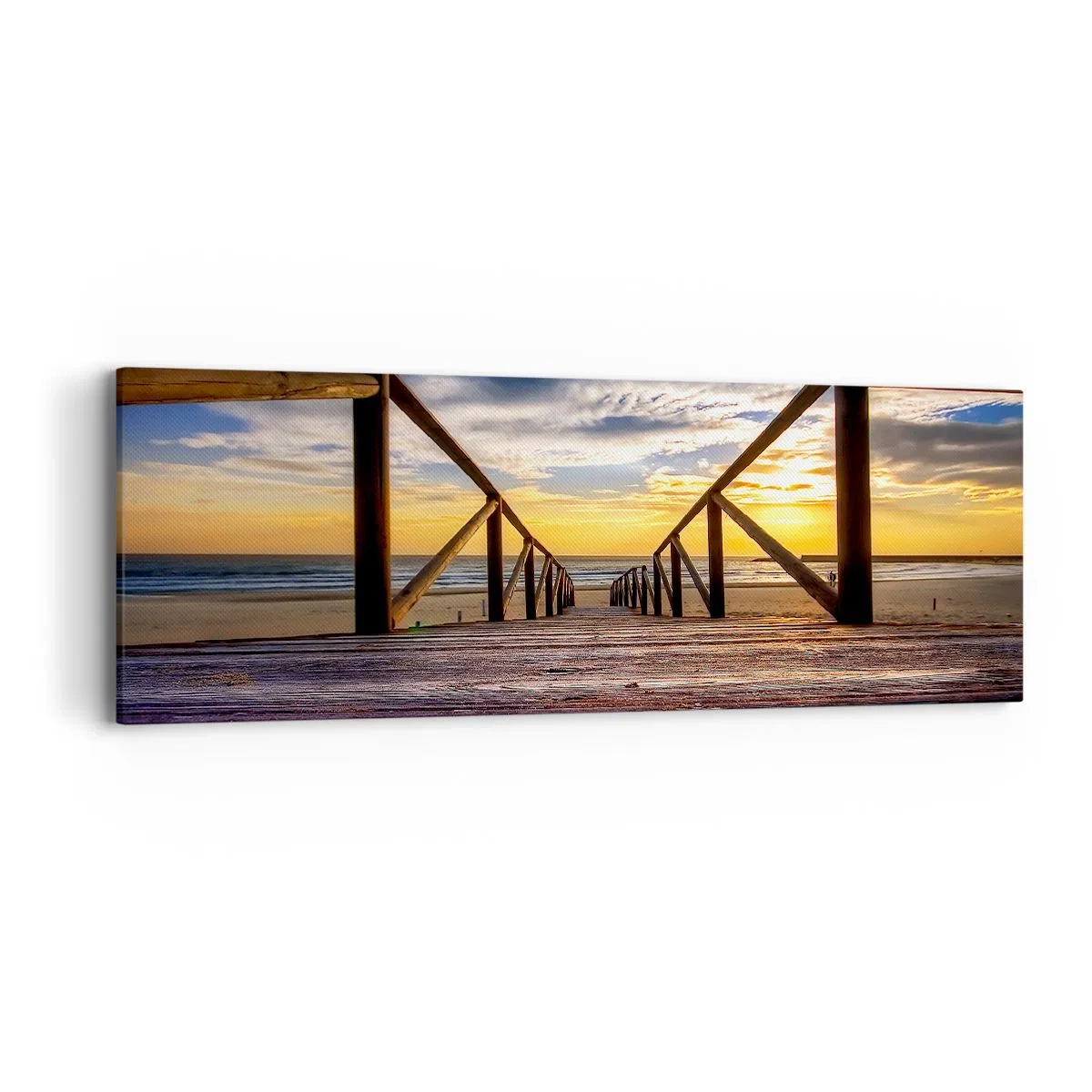 Impression sur toile - Image sur toile - Directement sur une plage calme au coucher de soleil - 90x30 cm