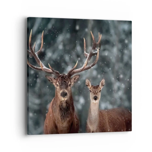 Impression sur toile - Image sur toile - Le roi de la forêt avec sa femme - 40x40 cm