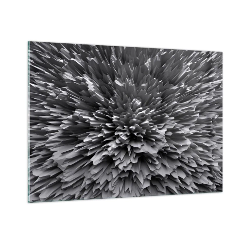 Impression sur verre - Image sur verre - Structure 3D abstraite en noir et blanc avec des bords nets - 100x70cm - Ça ne peut pas être plus dur que ça - Décoration murale moderne pour le salon et la chambre ARTTOR