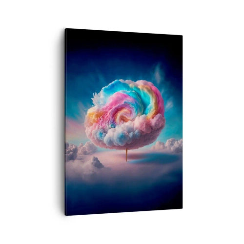 Impression sur toile - Image sur toile - Un nuage en forme de spirale aux couleurs pastel dans le ciel - 50x70cm - Le rêve d'un parc d'attractions - Décoration murale moderne pour le salon et la chambre ARTTOR