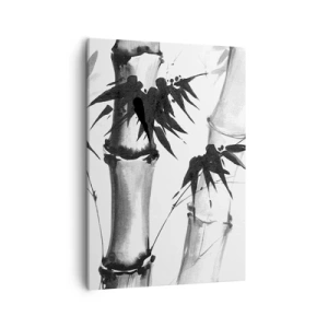 Impression sur toile - Image sur toile - Bambou aquarelle de style japonais sur fond blanc - 50x70cm - Gros plan sur l'orient - Décoration murale moderne pour le salon et la chambre ARTTOR