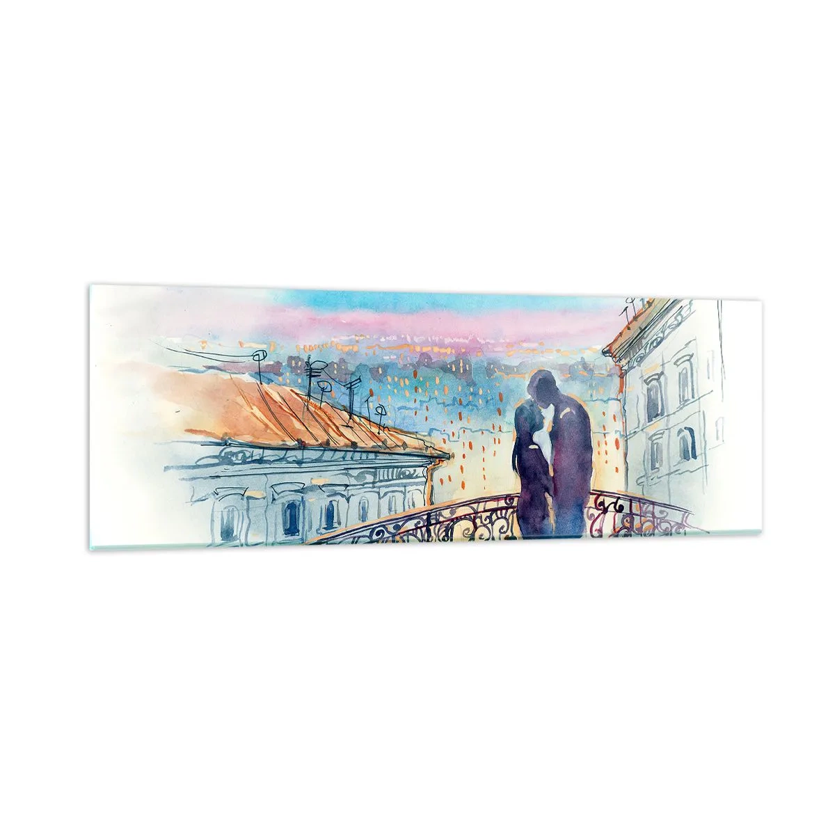 Impression sur verre - Image sur verre - Amoureux de Paris - 90x30 cm