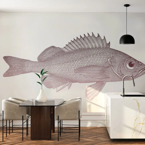 Papier Peint Autocollant Deluxe Sticker - Poisson aux grands yeux - Poisson, Sous-marin, Minimaliste - 250x175 cm