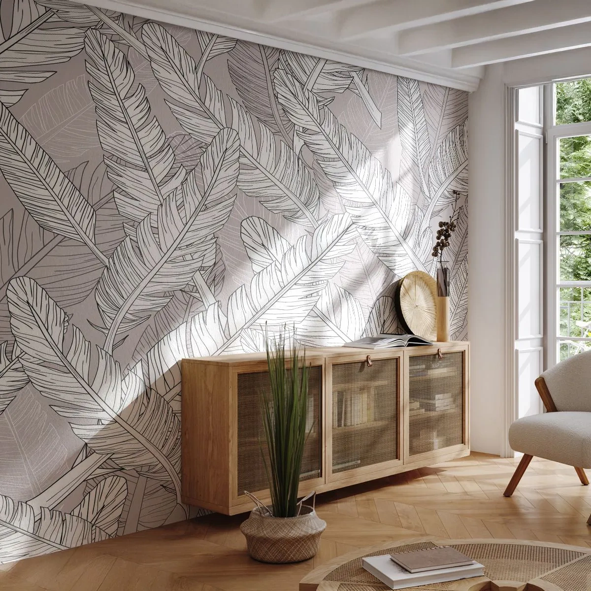 Papier Peint Photo Standard Eco - Un tourbillon de plumes - Abstraction, Plume d'oiseau, Graphique - 500x350 cm