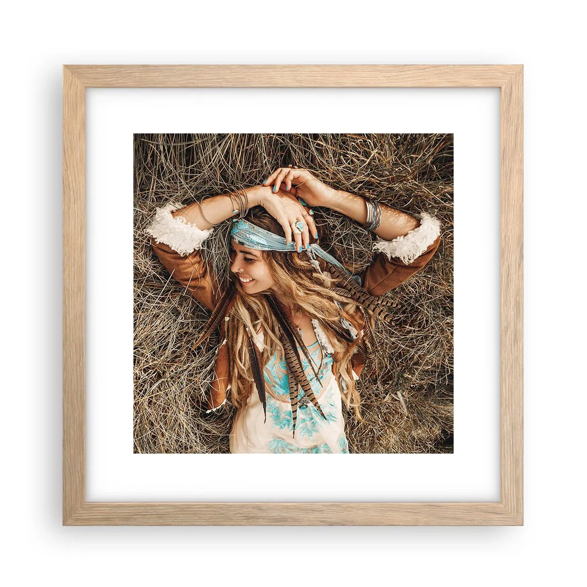 Affiche dans un chêne clair - Poster - En route vers les années d'amour - 30x30 cm