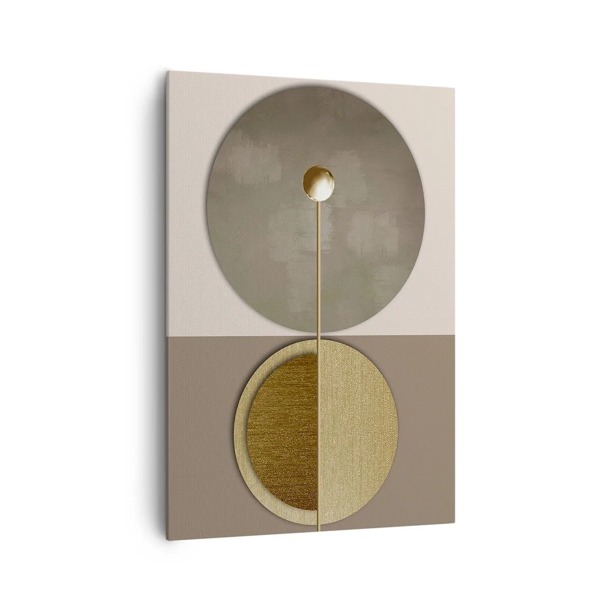 Impression sur toile - Image sur toile - Cercles abstraits dans les tons or et beige - 70x100cm - Équilibre parfait - Décoration murale moderne pour le salon et la chambre ARTTOR