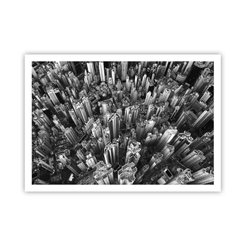 Affiche - Poster - Vue aérienne de la ville en noir et blanc - 100x70cm - Toujours de plus en plus haut - Décoration murale moderne pour le salon et la chambre ARTTOR