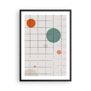 Affiche dans un cadre noir - Poster - Composition abstraite d'une grille et de cercles colorés - 50x70cm - Piégé. Nous ou eux ? - Décoration murale moderne pour le salon et la chambre ARTTOR