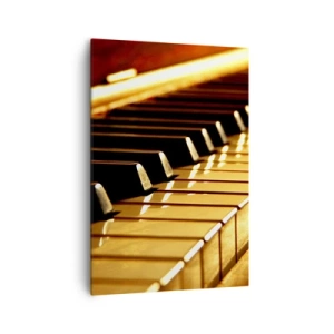 Impression sur toile - Image sur toile - Clavier de piano sous un éclairage doré - 70x100cm - Des possibilités infinies - Décoration murale moderne pour le salon et la chambre ARTTOR
