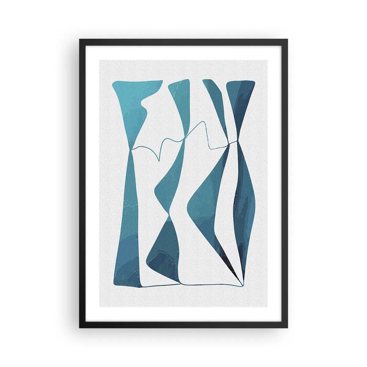 Affiche dans un cadre noir - Poster - Une composition abstraite dans des tons de bleu avec des lignes dynamiques. - 50x70cm - Abstraction : composé turquoise - Décoration murale moderne pour le salon et la chambre ARTTOR