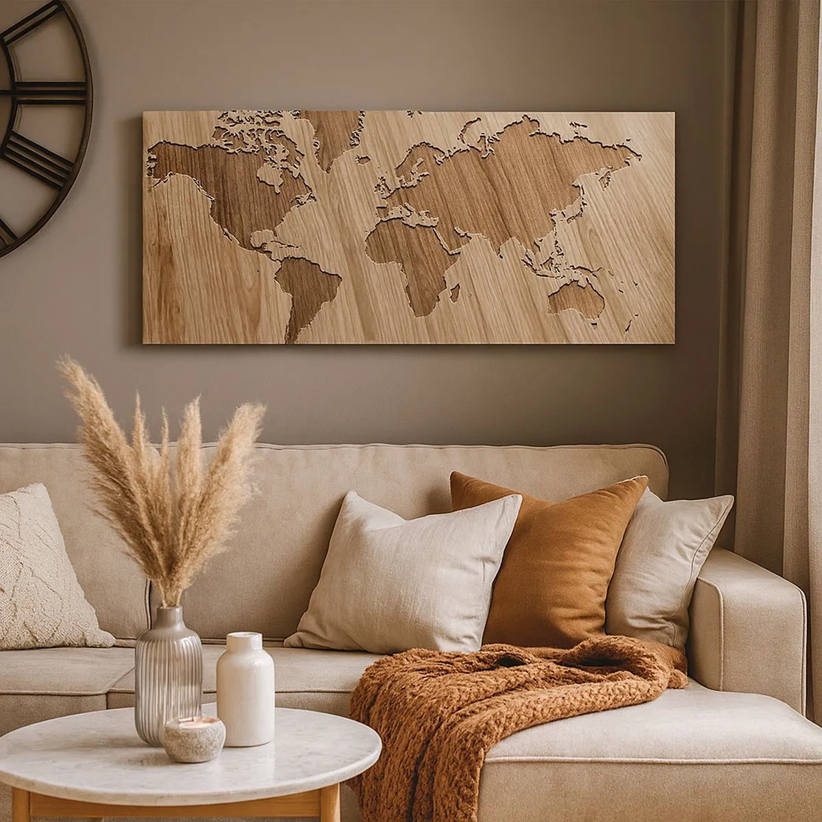 Impression sur toile - Image sur toile - Le monde est sur la table - 100x40 cm