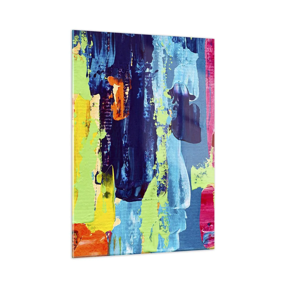 Impression sur verre - Image sur verre - Une illustration d'une peinture abstraite aux couleurs intenses - 50x70cm - La vie est belle! - Décoration murale moderne pour le salon et la chambre ARTTOR