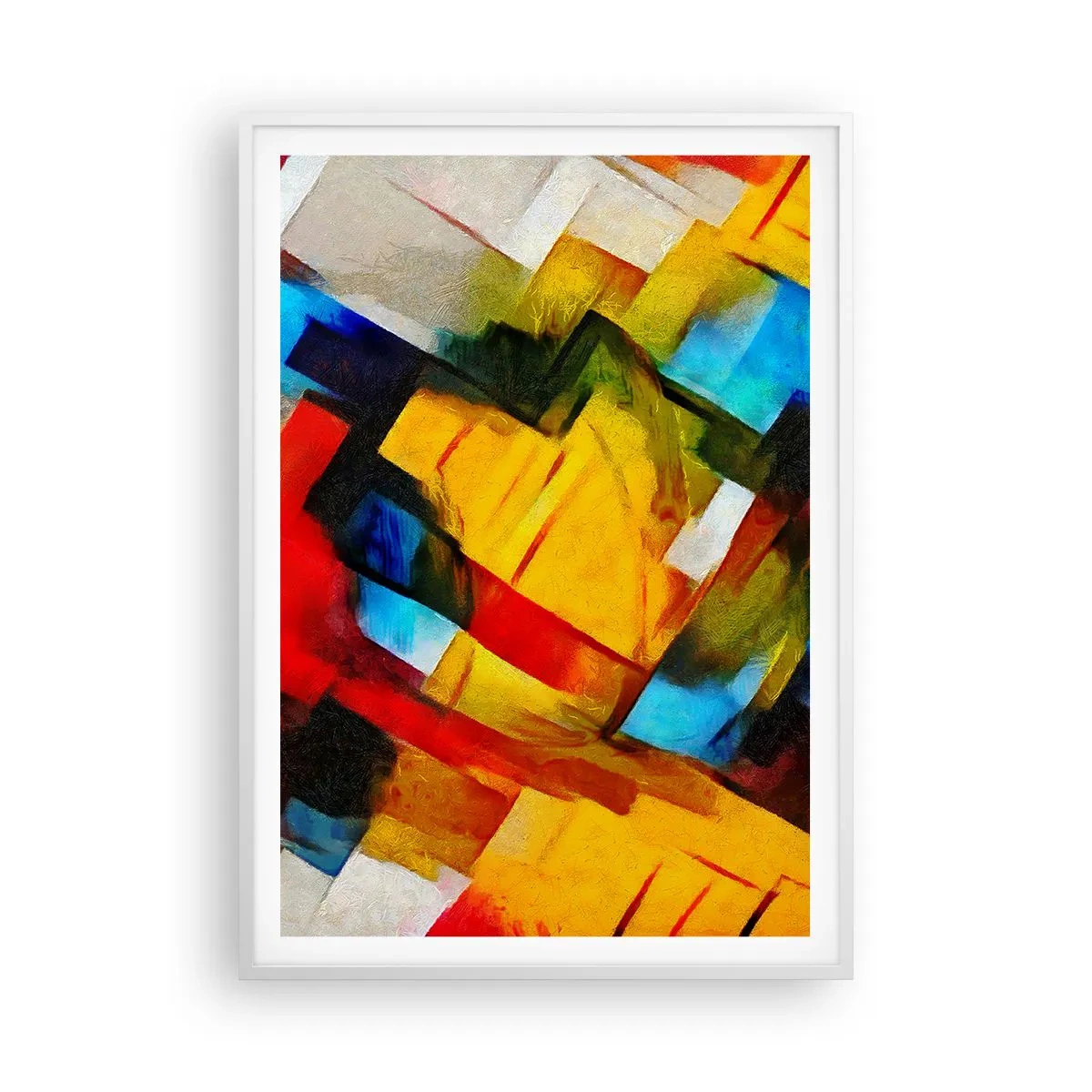 Affiche dans un cadre blanc - Poster - Une superposition multicolore - 70x100 cm
