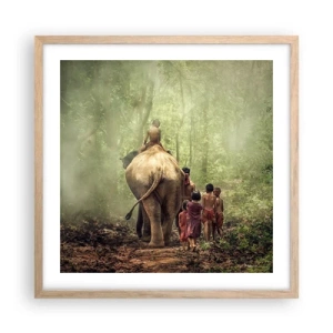 Affiche dans un chêne clair - Poster - Nouveau livre de la jungle - 50x50 cm