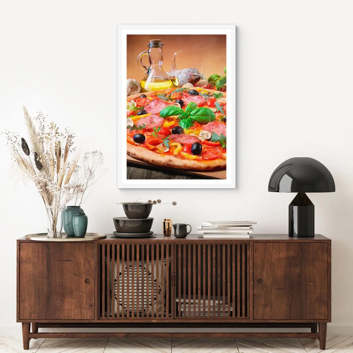 Affiche dans un cadre blanc - Poster - Avec une vraie saveur italienne - 40x50 cm