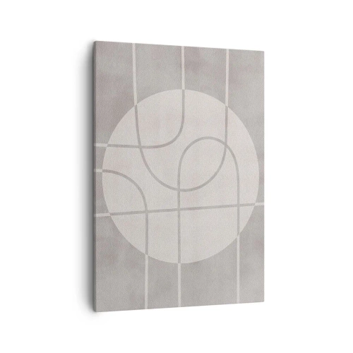 Impression sur toile - Image sur toile - Motif géométrique dans les tons de gris et de blanc - 50x70cm - Circulaire et tout droit - Décoration murale moderne pour le salon et la chambre ARTTOR