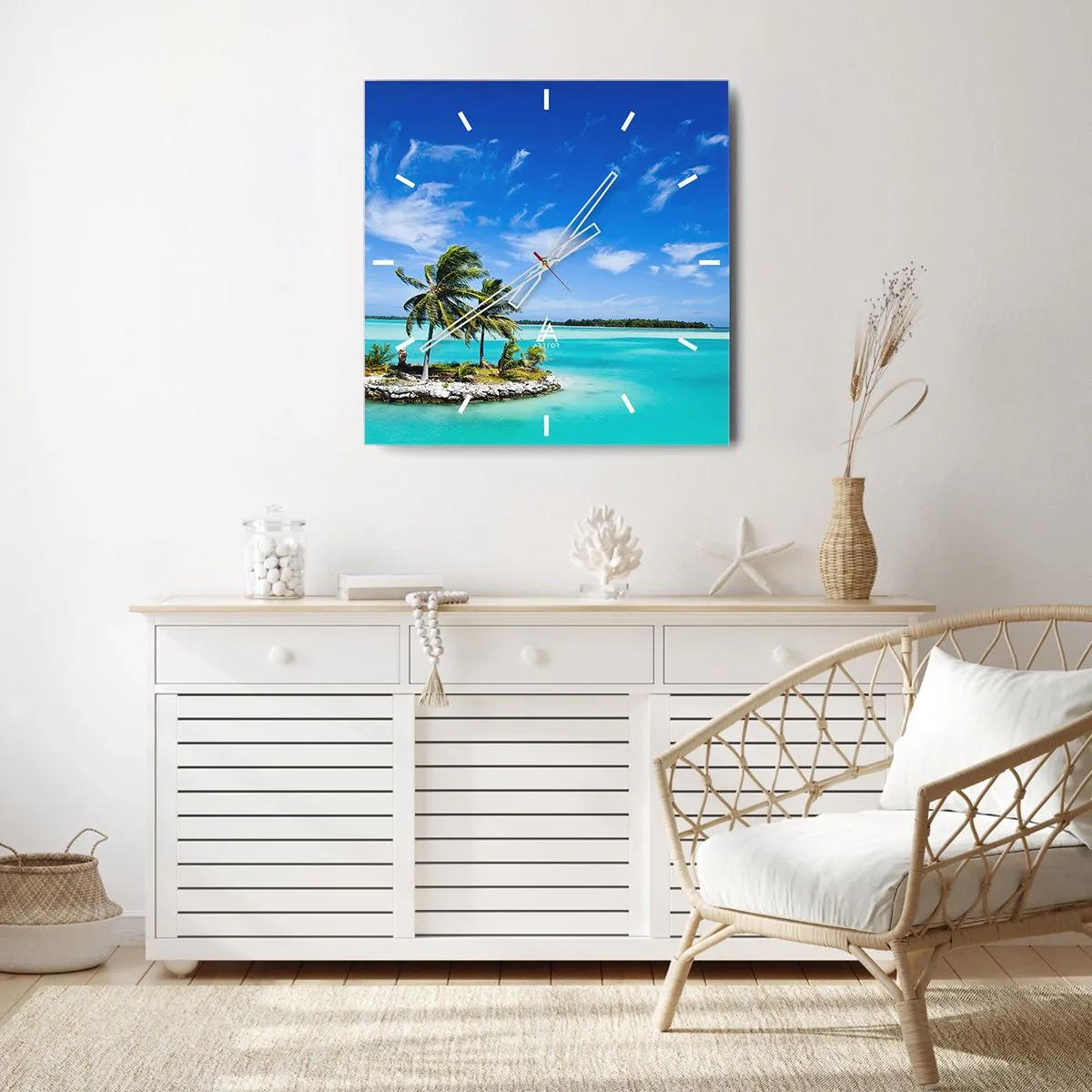 Horloge murale - Pendule murale - Paradis sur Terre - 30x30 cm