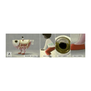 Échantillon De Papier Peint Standard Eco - Le cavalier poisson - Abstraction, Poisson, Pour les enfants - 100x30 cm